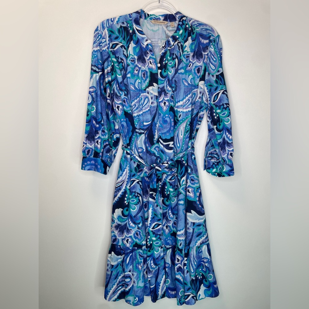 Soft Surroundings Feyre Mid ¾ Sleeve Floral Paisley Dress in Sz: M